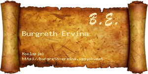 Burgreth Ervina névjegykártya